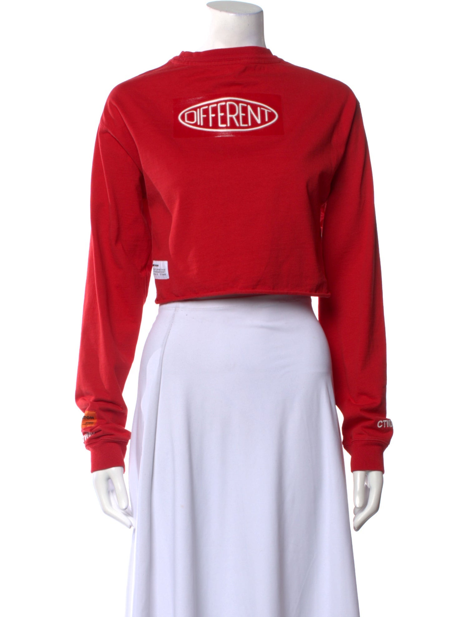 Heron Preston Graphic Print Mock Neck Crop Top