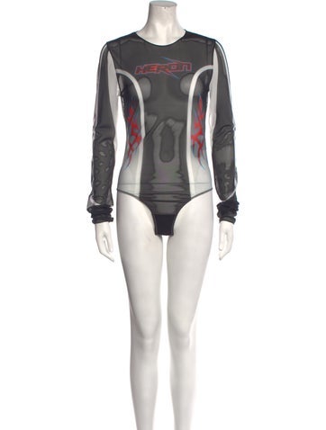 Heron Preston Tops Graphic Print Crew Neck Bodysuit XS