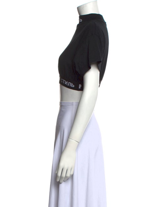 Heron Preston Graphic Print Mock Neck Crop Top