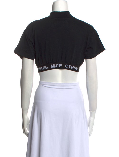Heron Preston Graphic Print Mock Neck Crop Top