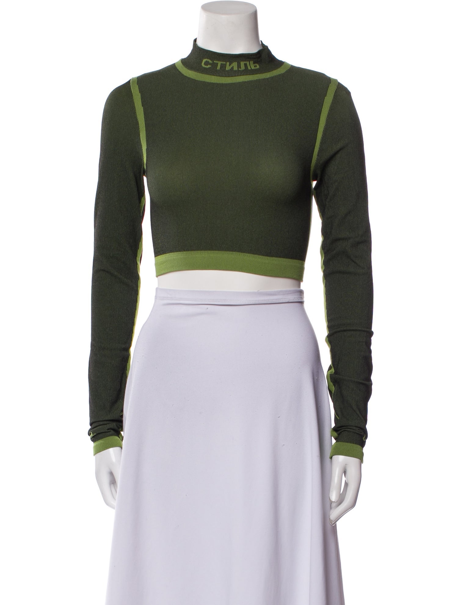 Heron Preston Mock Neck Long Sleeve Crop Top