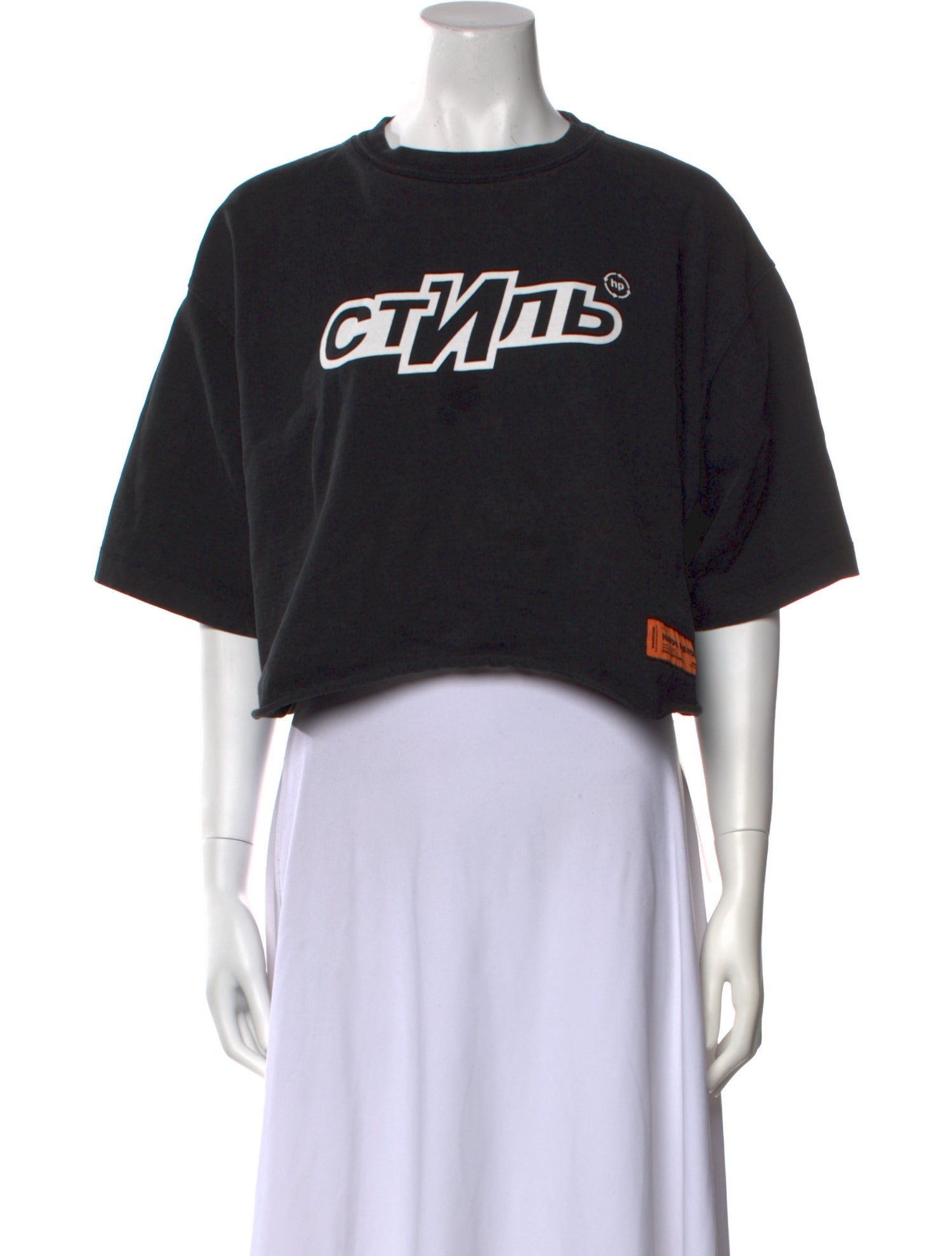 Heron Preston Graphic Print Crew Neck Crop Top