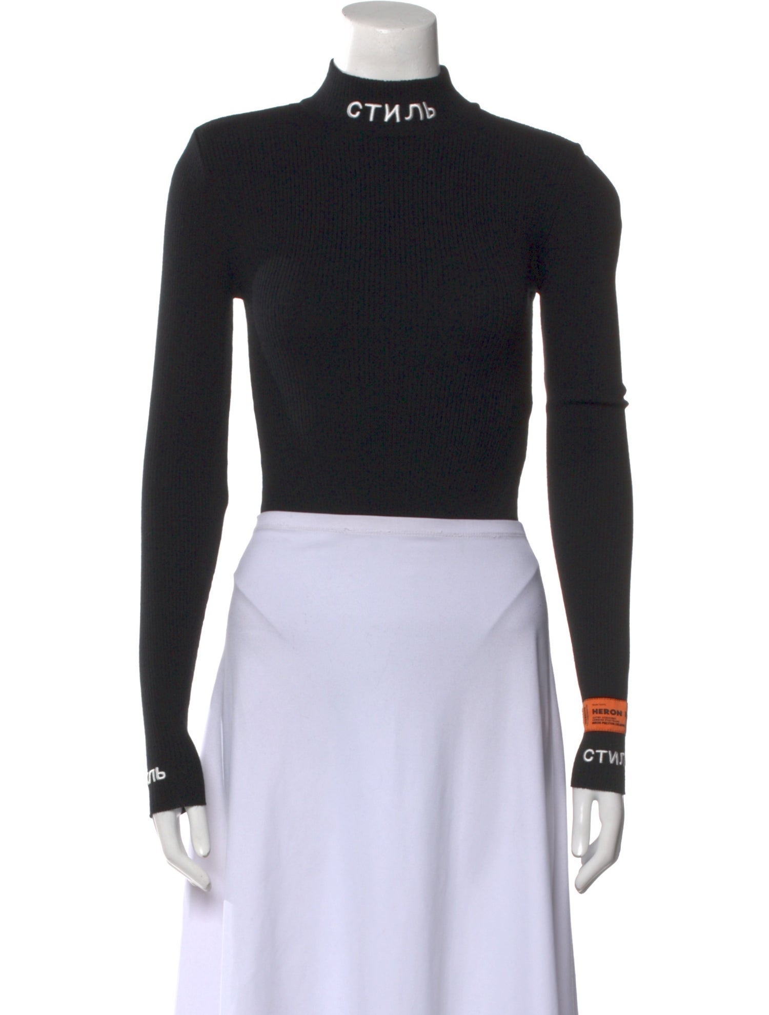 Heron Preston Mock Neck Long Sleeve Crop Top