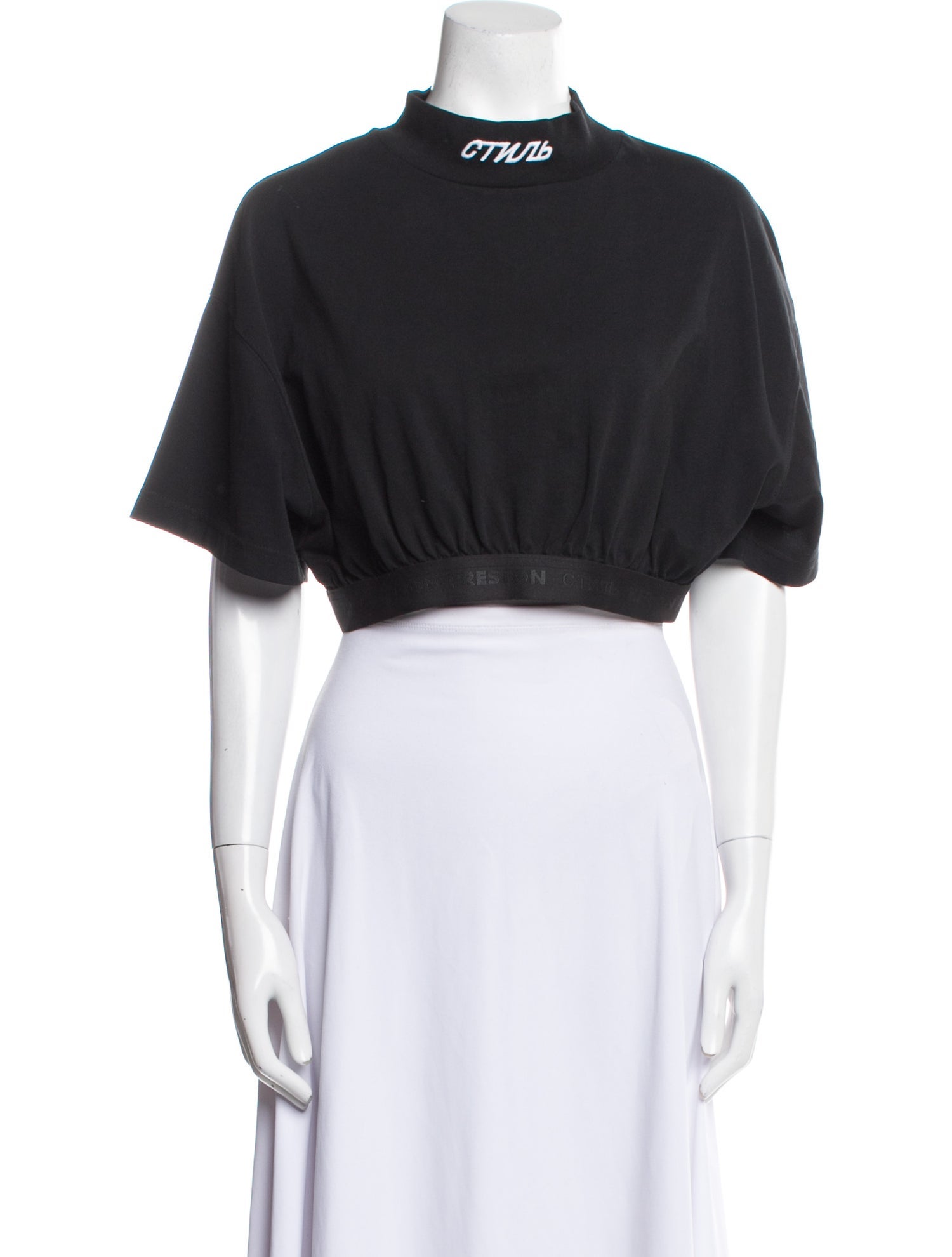 Heron Preston Mock Neck Short Sleeve Crop Top