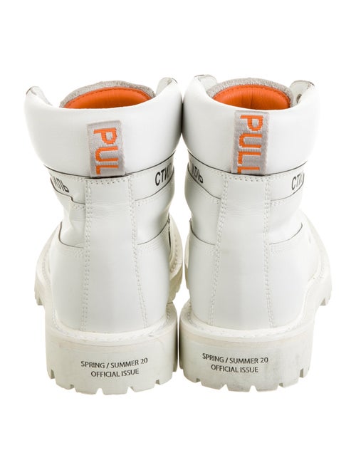 Heron Preston Leather Graphic Print Combat Boots