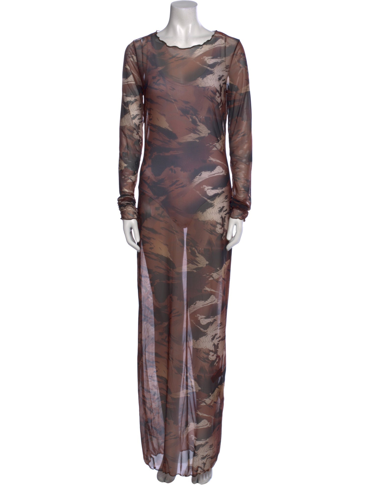 Heron Preston Camouflage Print Long Dress