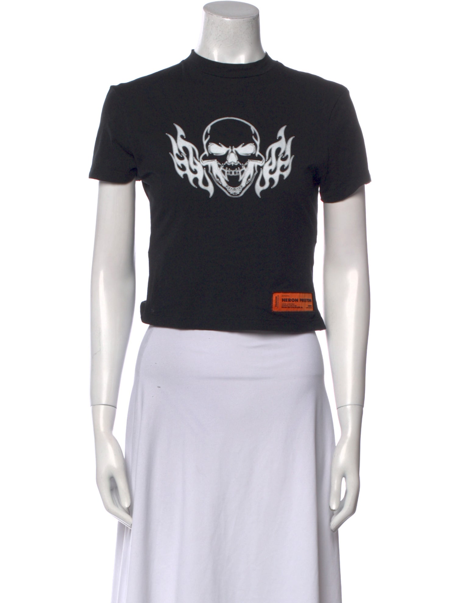 Heron Preston Graphic Print Mock Neck Crop Top