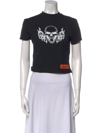 Heron Preston Graphic Print Mock Neck Crop Top