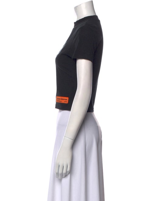 Heron Preston Graphic Print Mock Neck Crop Top