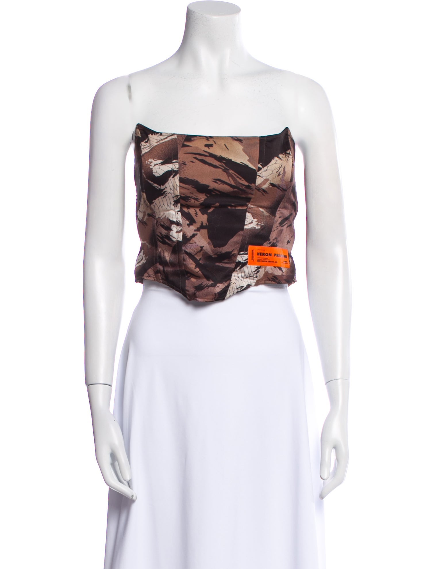 Heron Preston Printed Strapless Crop Top