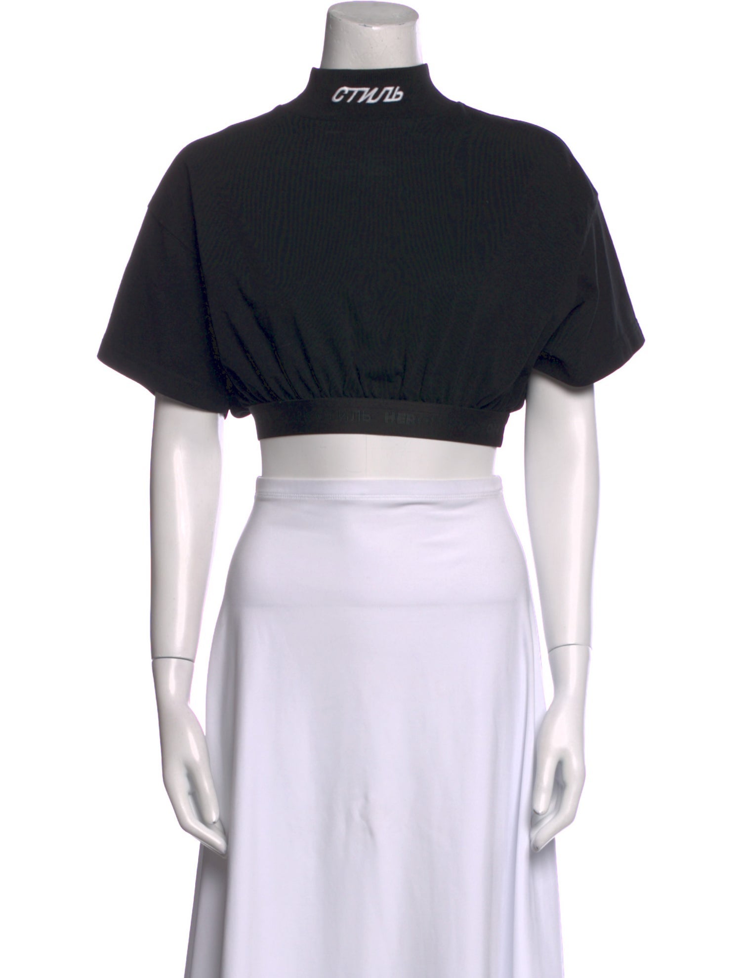 Heron Preston Mock Neck Short Sleeve Crop Top