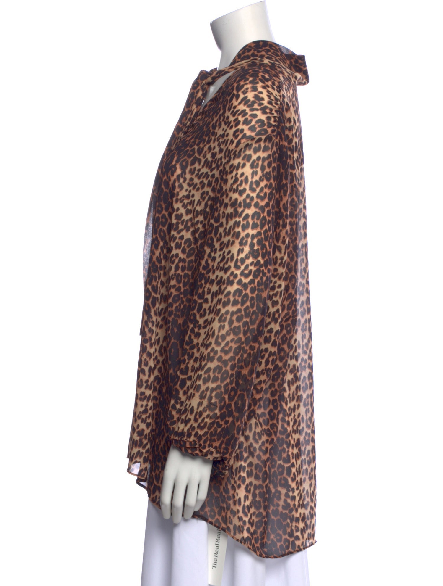11 Honoré Animal Print Tie Neck Blouse