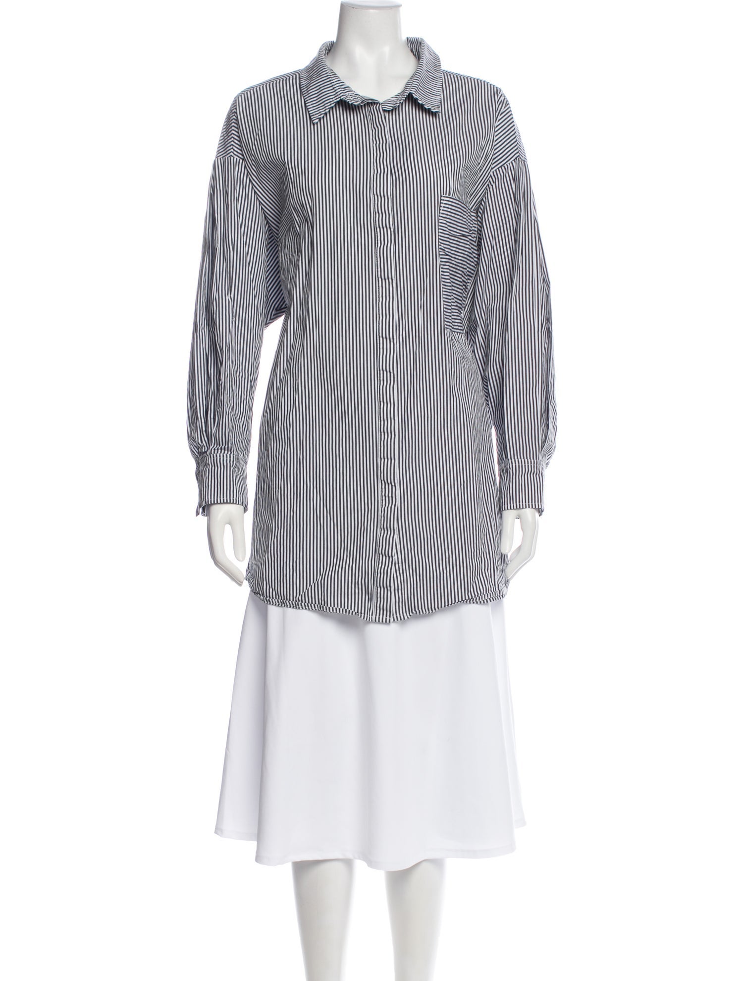 11 Honoré Striped Long Sleeve Button-Up Top