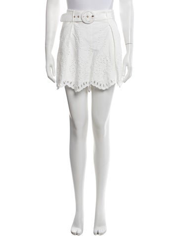 Pre-owned Hevron Lace Pattern Mini Shorts In White