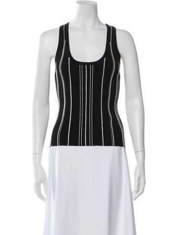 Pre-owned Hevron Striped Scoop Neck Sweater In Black/white
