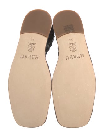 Hereu x Cecilie Bahnsen Straw Leather Trim Embellishment Mules