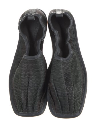 Hereu x Cecilie Bahnsen Raffia Leather Trim Embellishment Flats w/ Tags