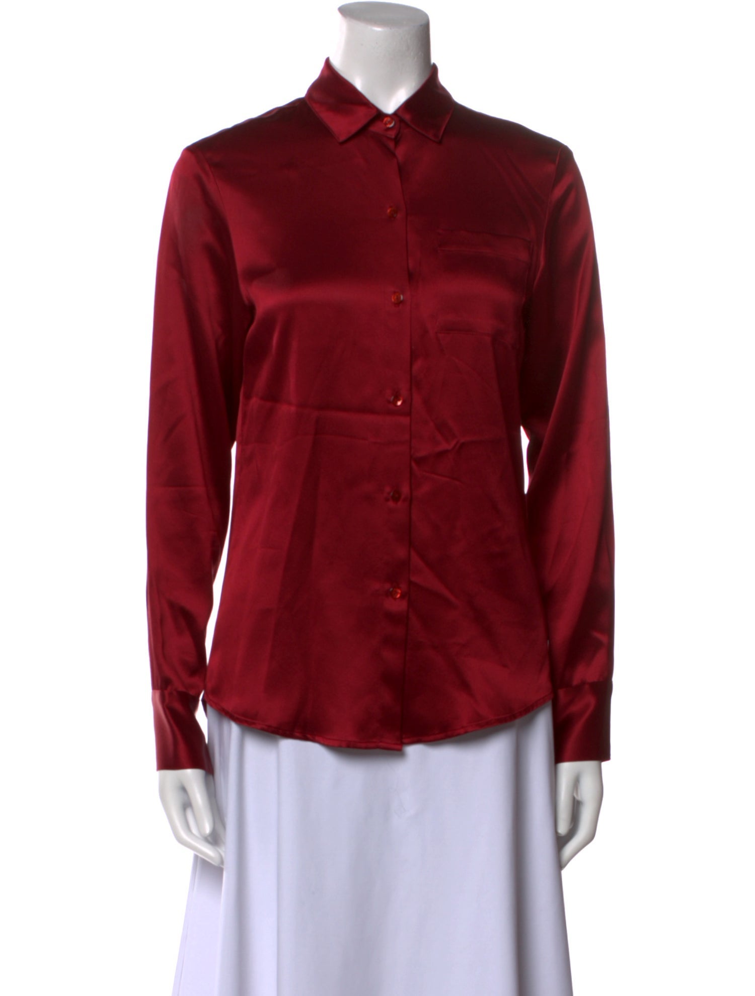 HÉROS Silk Long Sleeve Button-Up Top