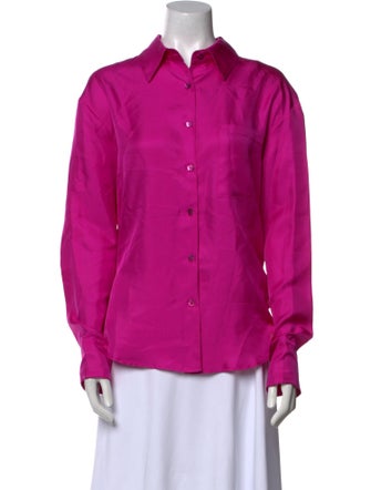 HÉROS Silk Long Sleeve Button-Up Top
