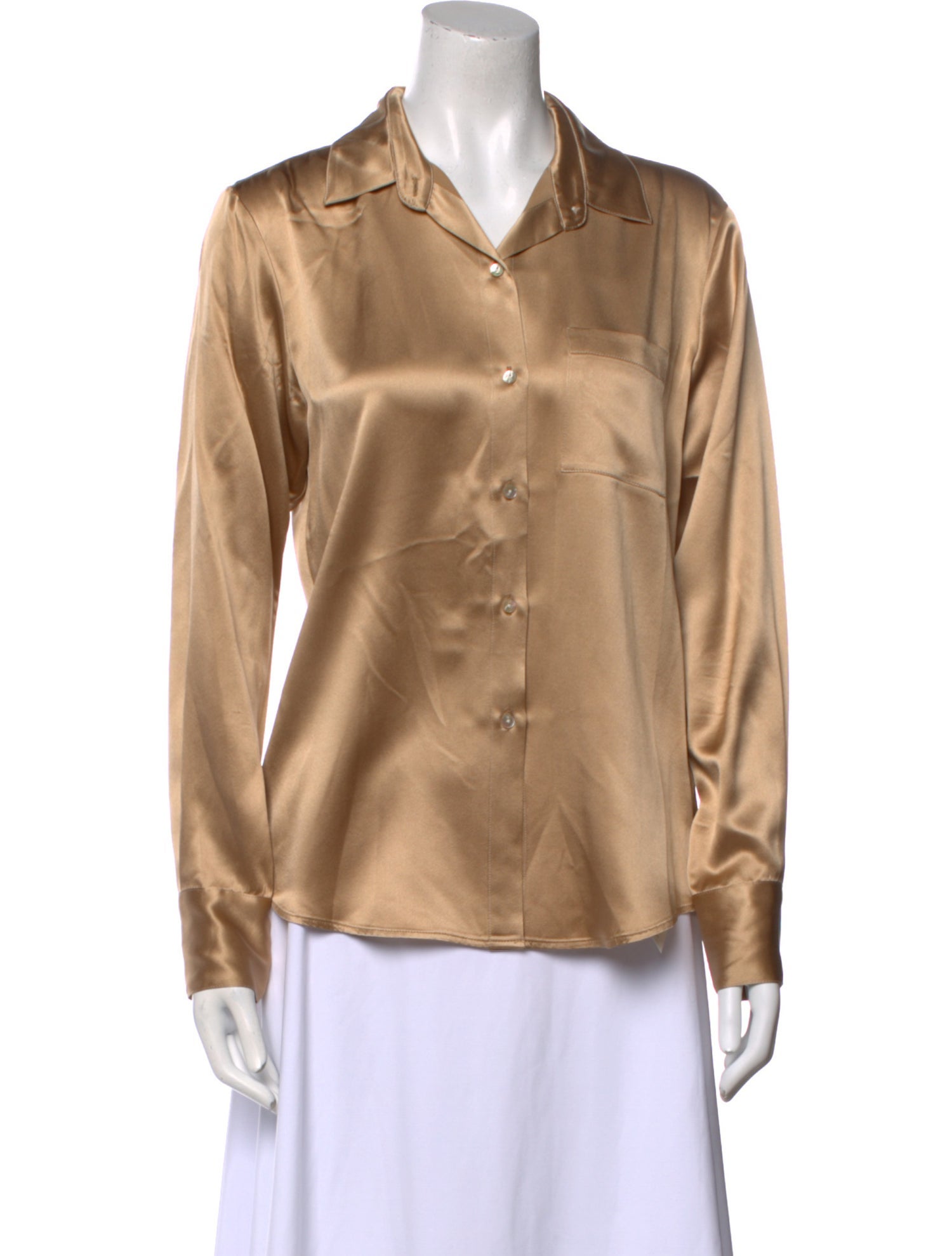 HÉROS Silk Long Sleeve Button-Up Top