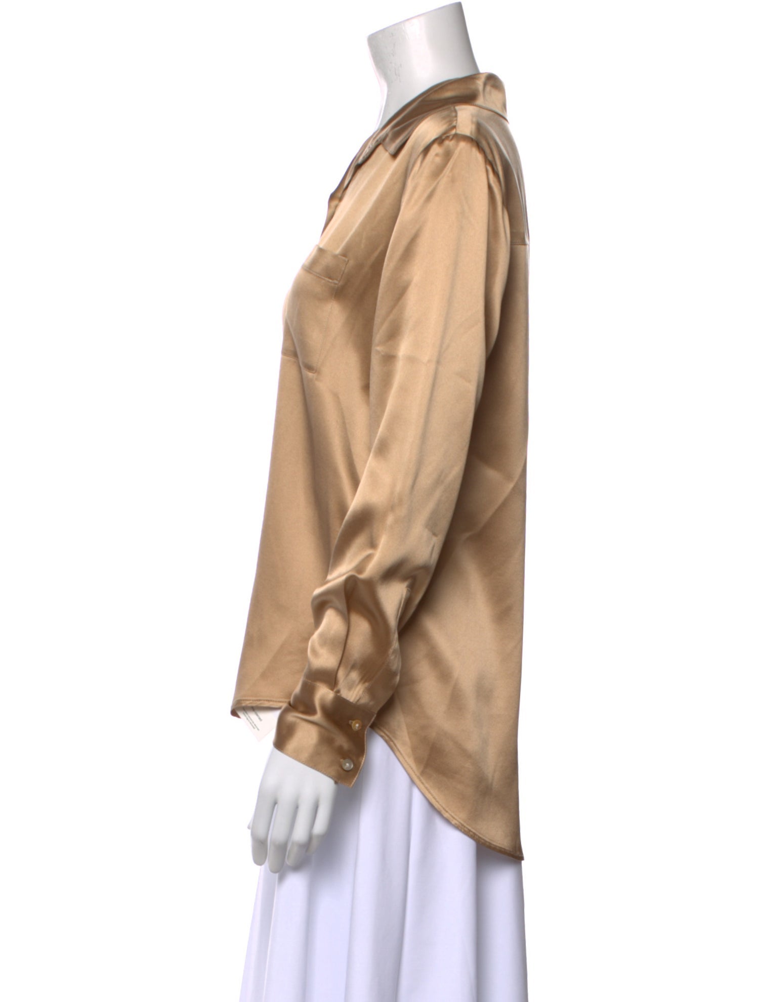 HÉROS Silk Long Sleeve Button-Up Top