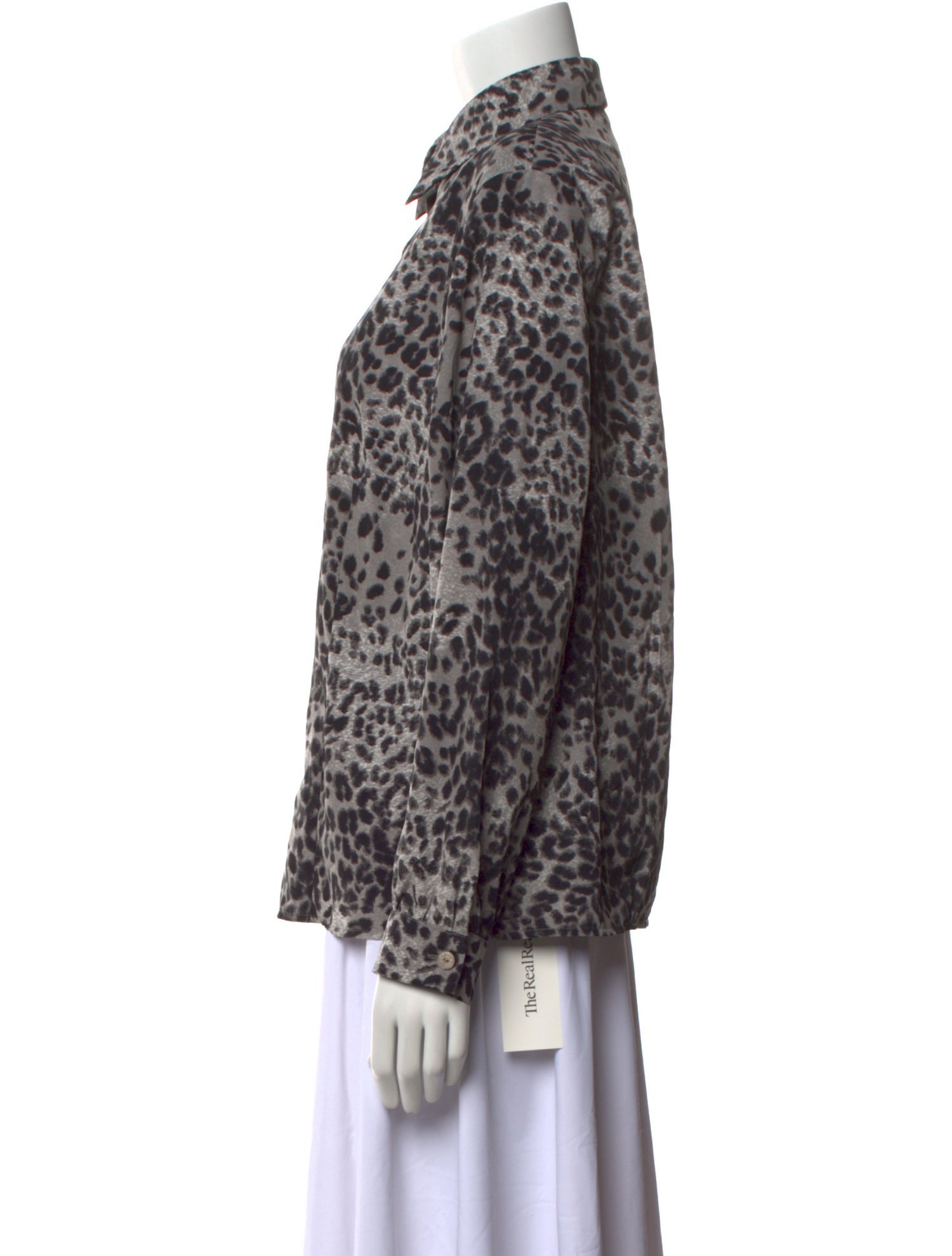Hucke Animal Print Long Sleeve Button-Up Top