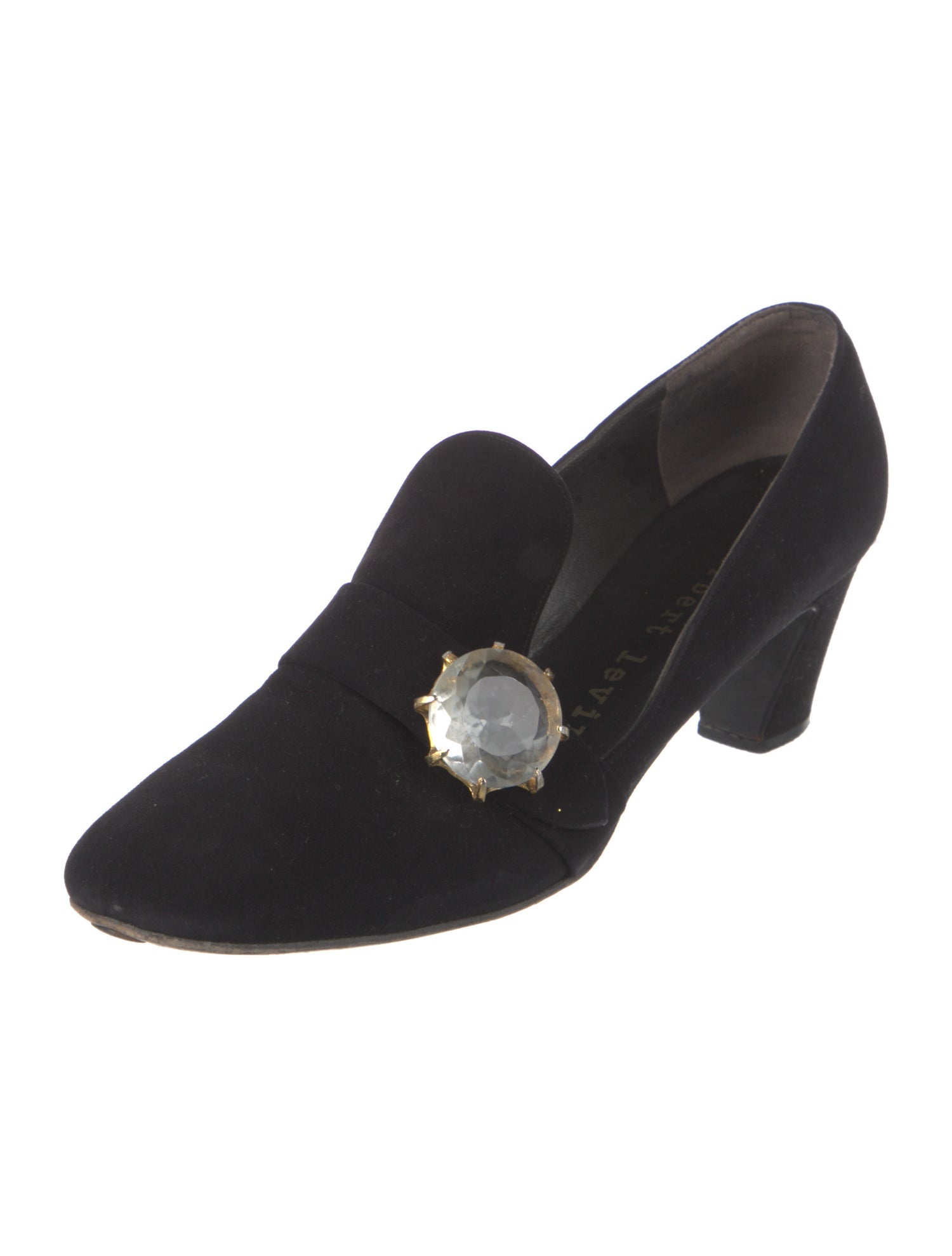 Herbert Levine Suede Crystal Embellishments Pumps