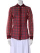 Harvey Faircloth Plaid Print Long Sleeve Button-Up Top