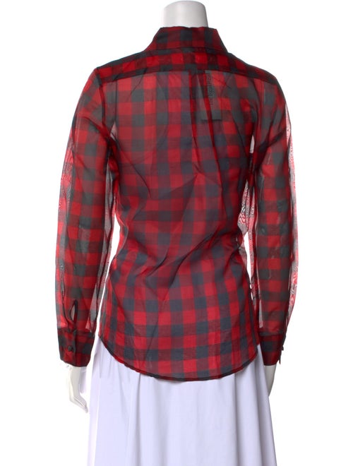 Harvey Faircloth Plaid Print Long Sleeve Button-Up Top
