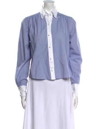 Harvey Faircloth Striped Long Sleeve Button-Up Top