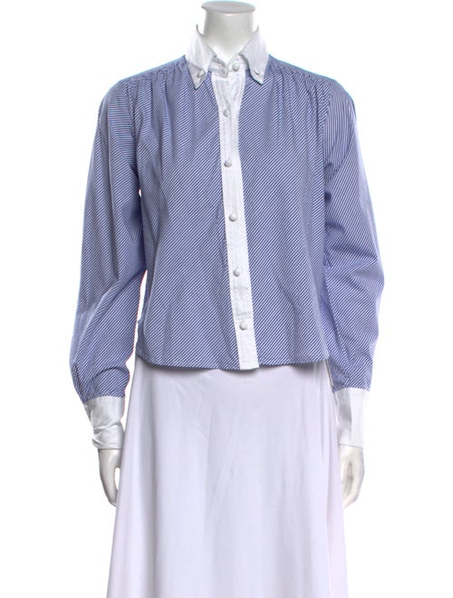 Harvey Faircloth Striped Long Sleeve Button-Up Top