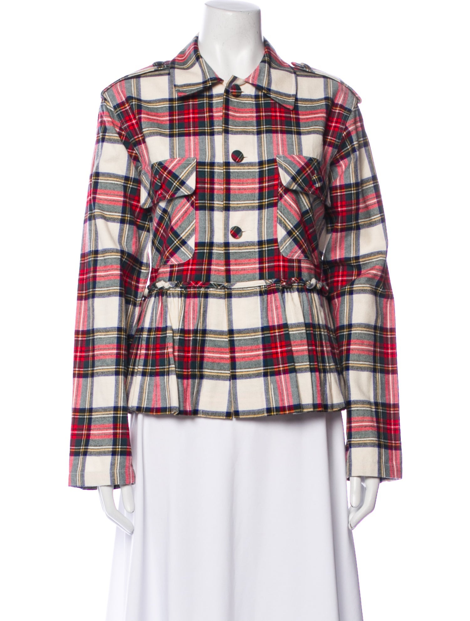 Harvey Faircloth Plaid Print Long Sleeve Button-Up Top