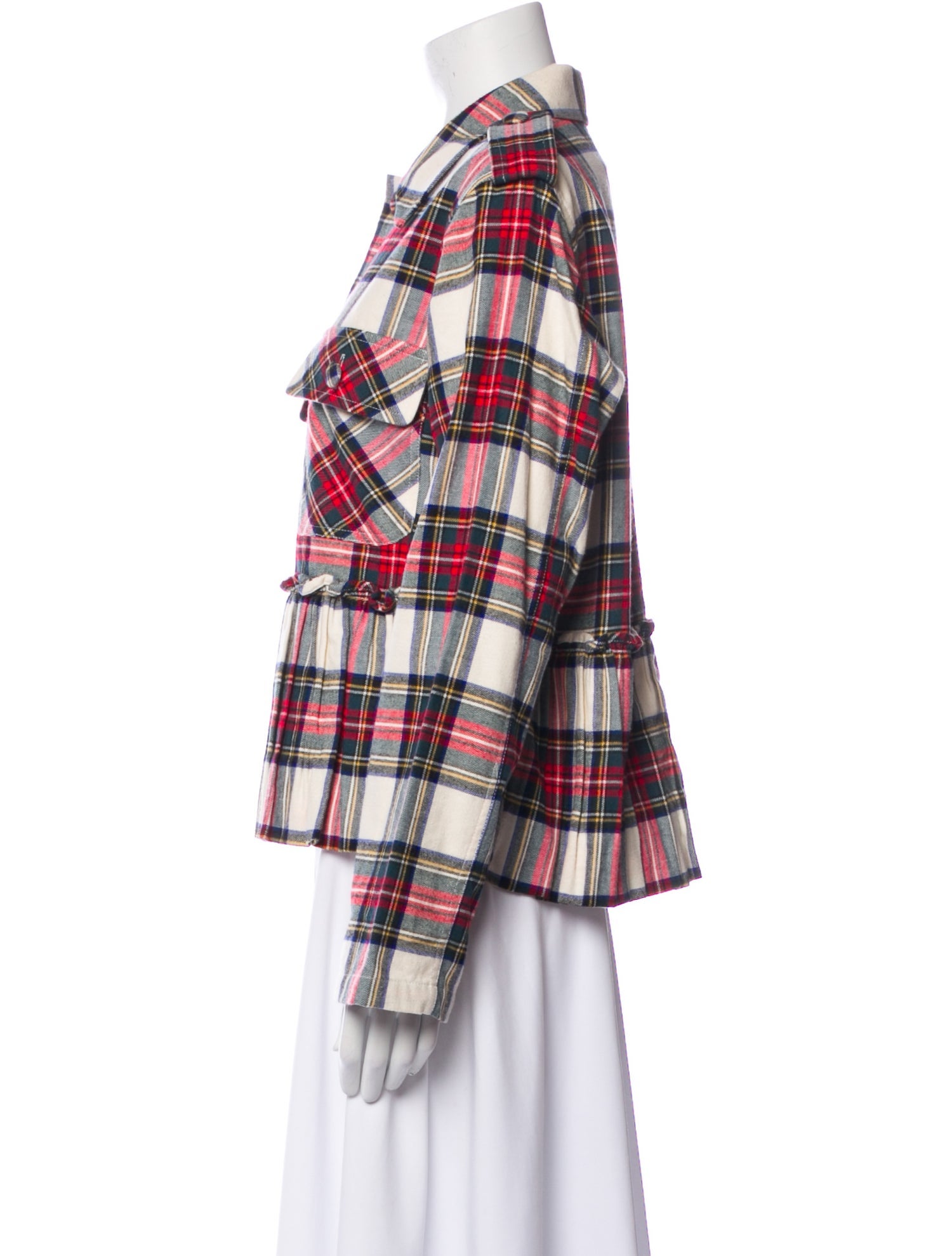 Harvey Faircloth Plaid Print Long Sleeve Button-Up Top