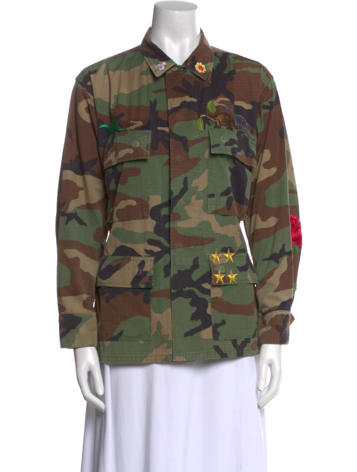 Harvey Faircloth Printed Long Sleeve Button-Up Top