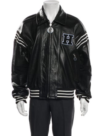Honey Fucking Dijon Leather Graphic Print Varsity Jacket