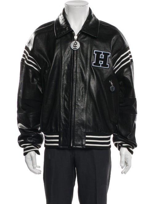Honey Fucking Dijon Leather Graphic Print Varsity Jacket