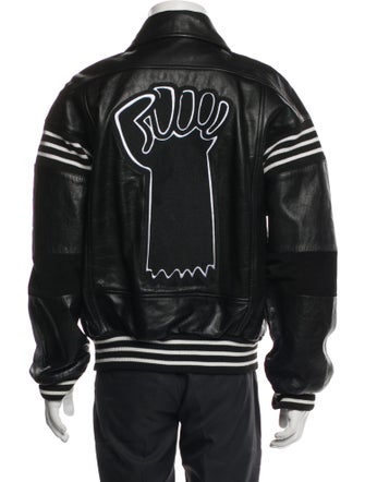 Honey Fucking Dijon Leather Graphic Print Varsity Jacket
