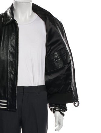 Honey Fucking Dijon Leather Graphic Print Varsity Jacket