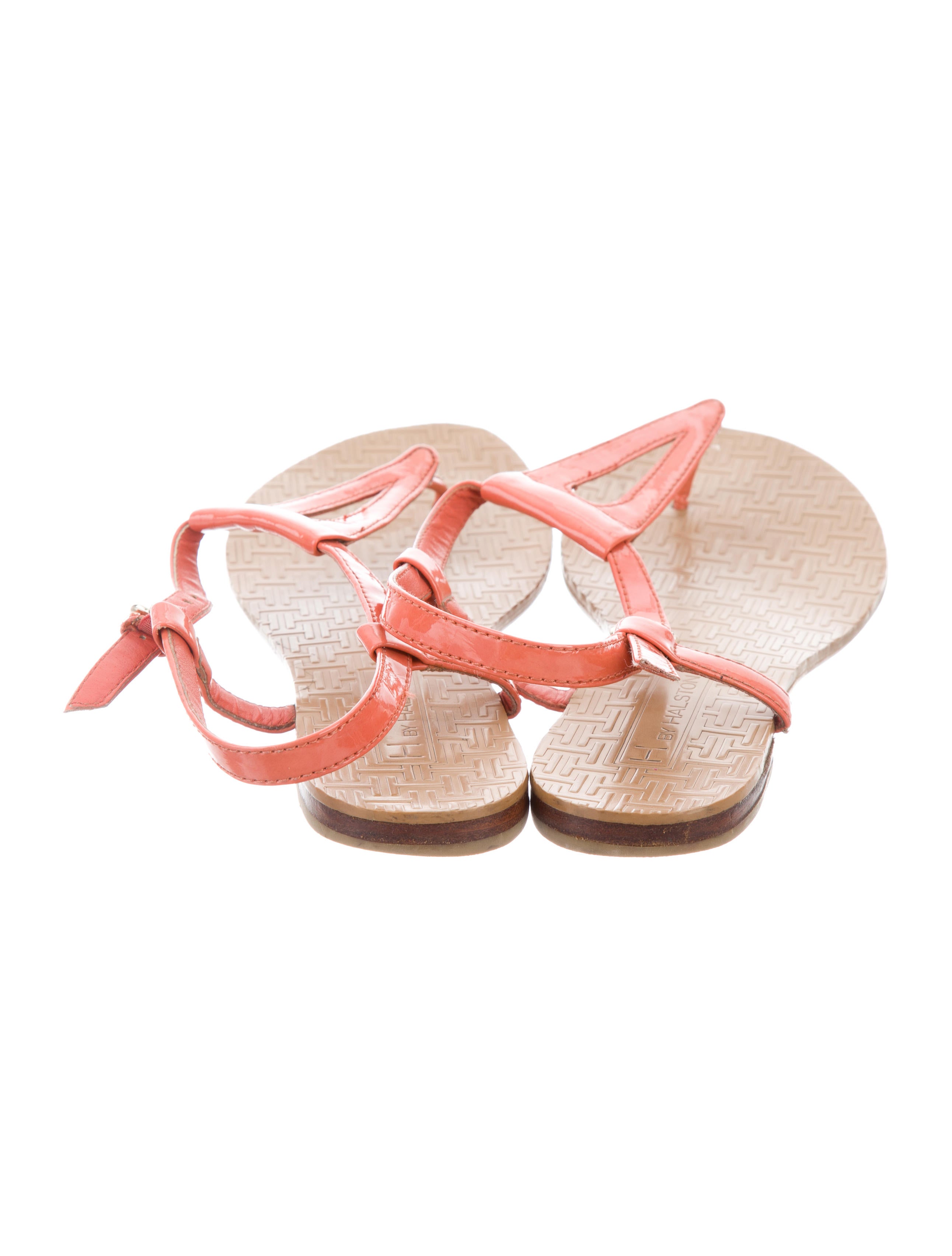 H by Halston Patent Leather Thong Sandals - Shoes - WHH20143 | The RealReal