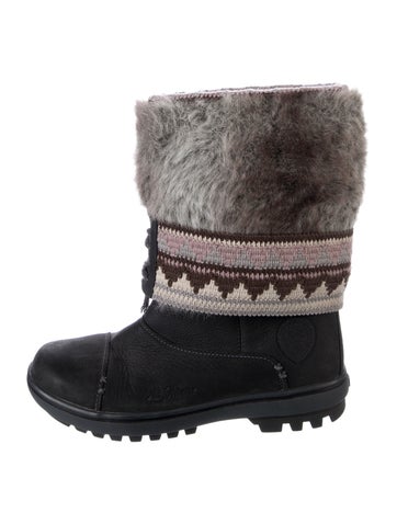 Pre-owned Helly Hansen Leather Colorblock Pattern Lace-up Boots In Multi