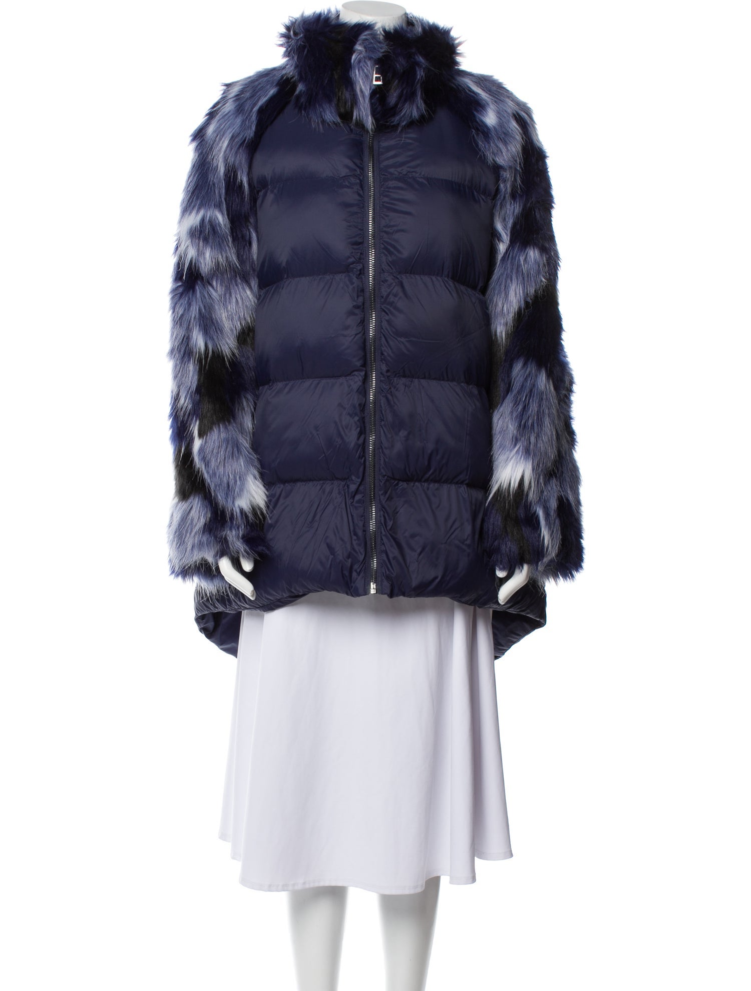 Heurueh Nylon Printed Faux Fur Jacket