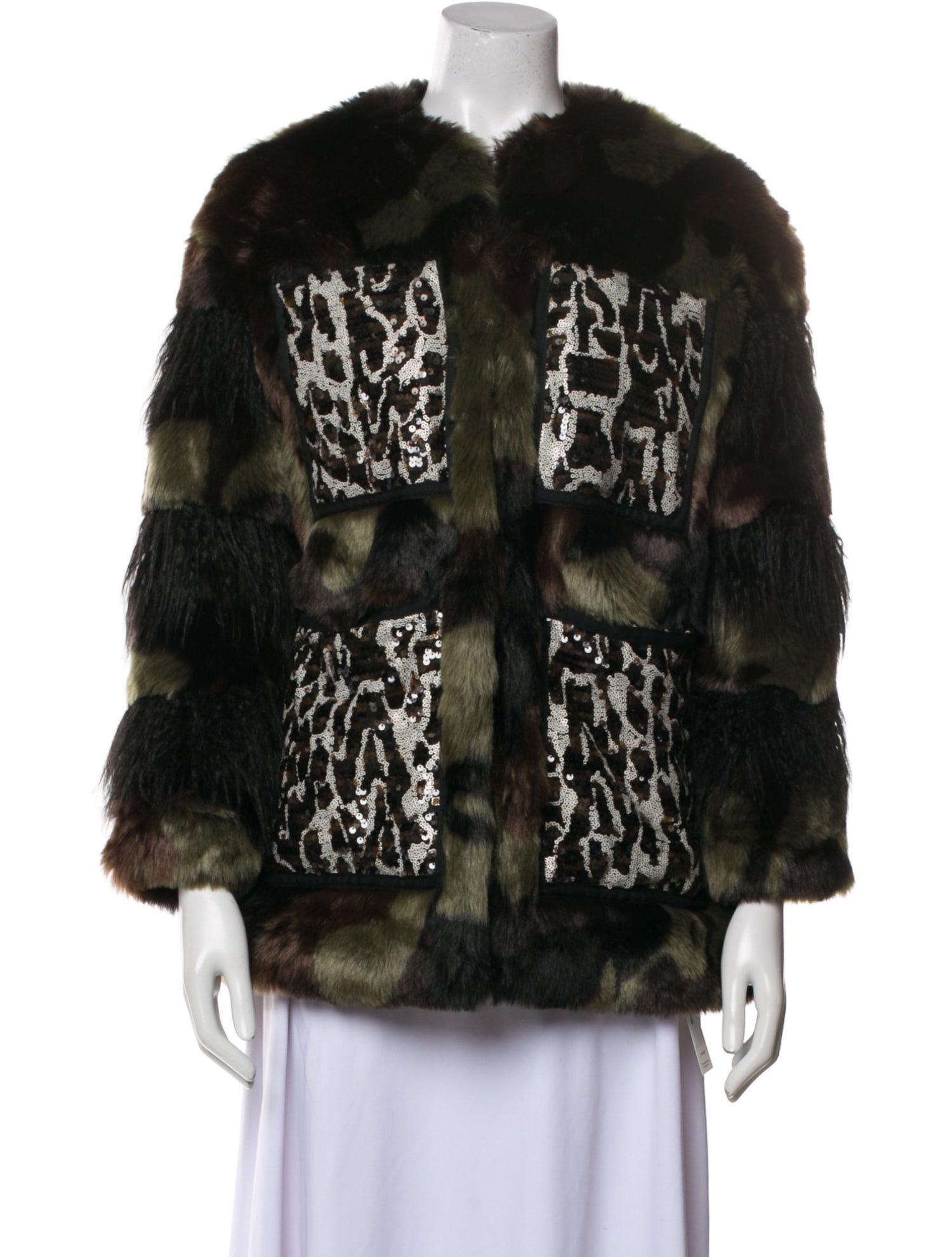 Heurueh Faux Fur Printed Faux Fur Jacket