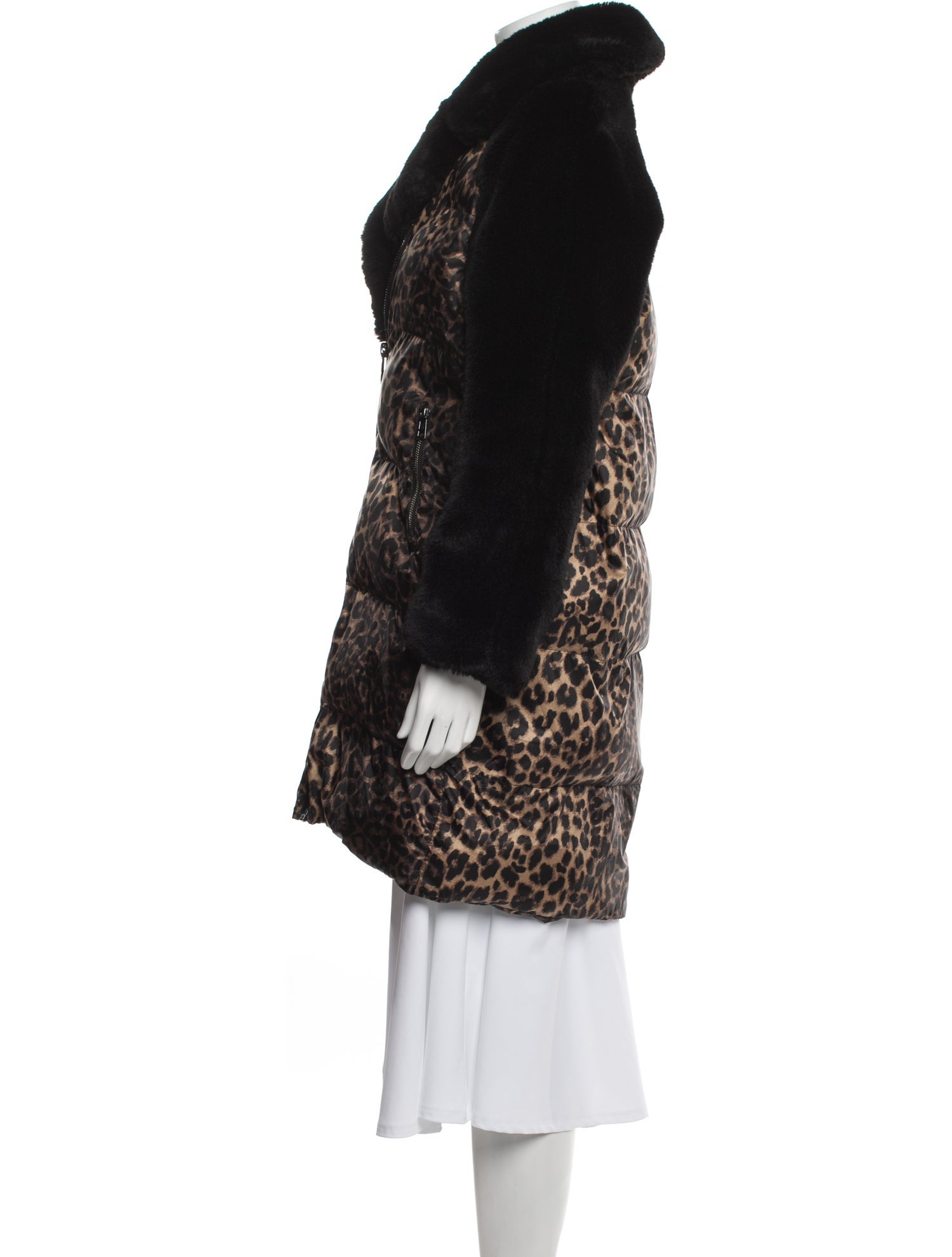 Heurueh Nylon Printed Faux Fur Coat