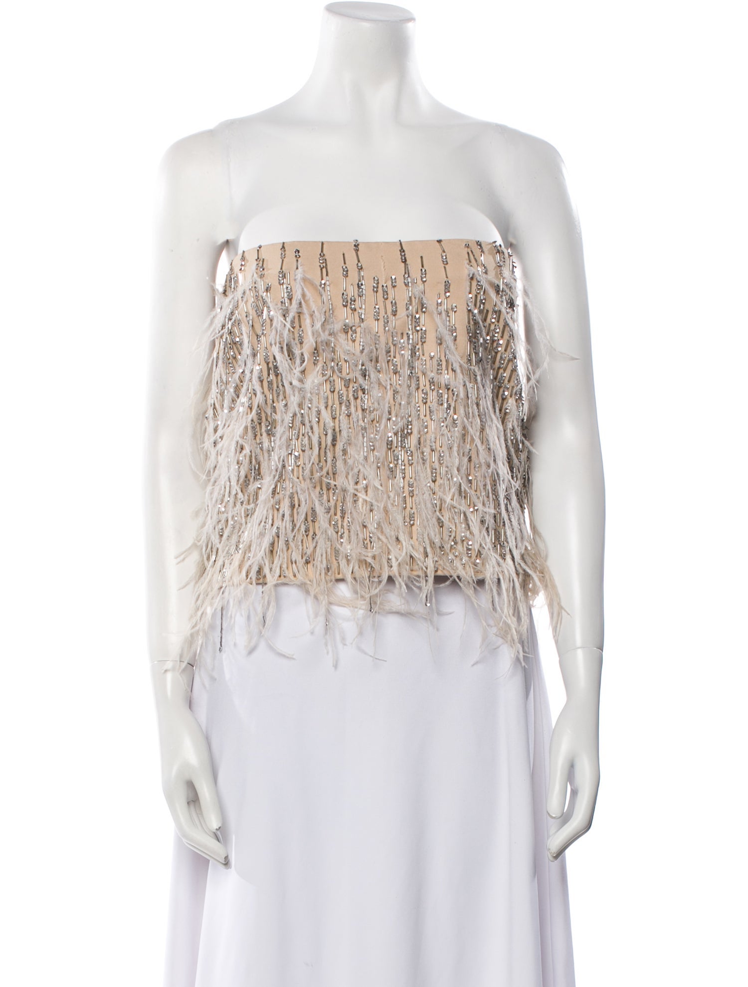 HHH by Haute Hippie Lace Pattern Strapless Crop Top