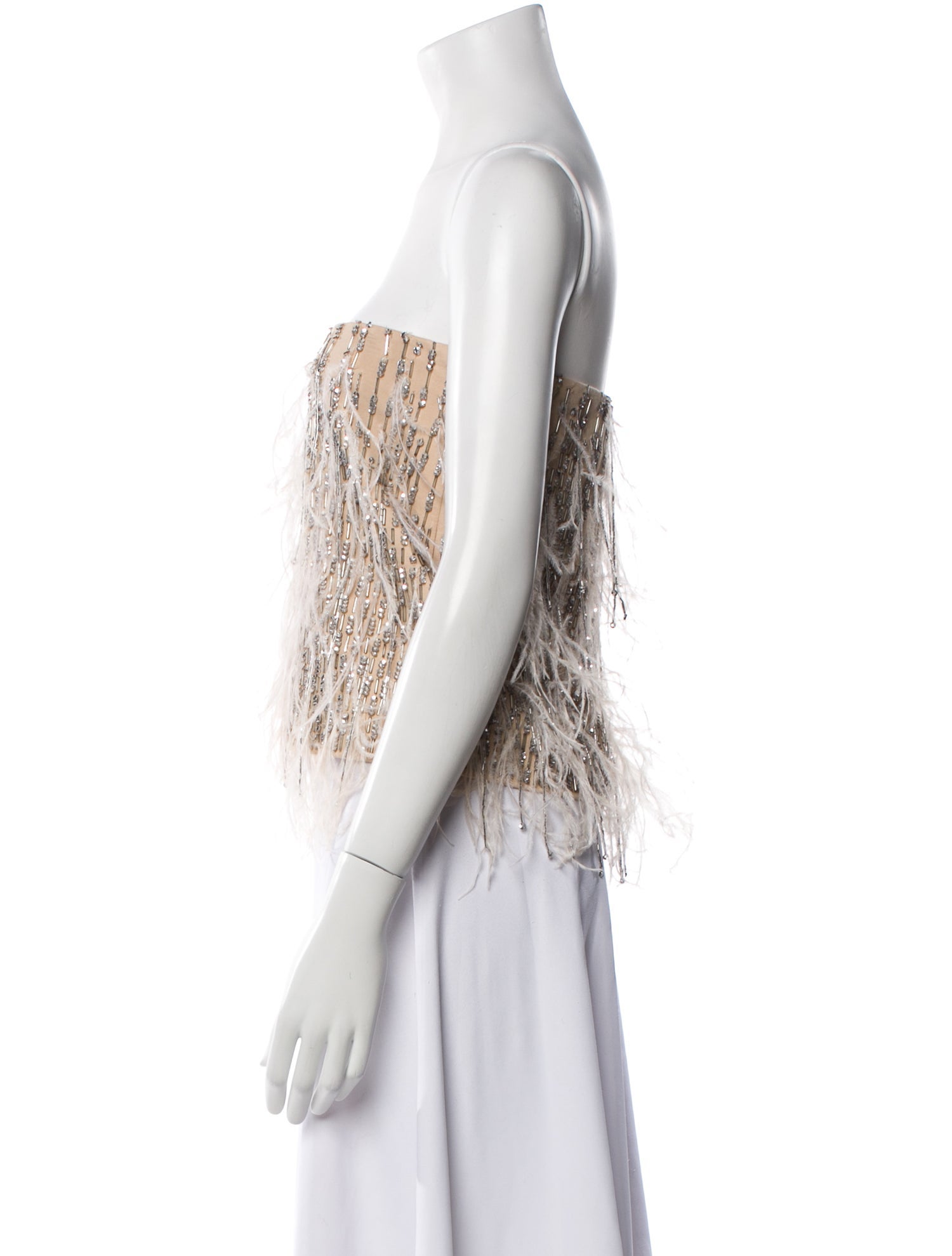 HHH by Haute Hippie Lace Pattern Strapless Crop Top