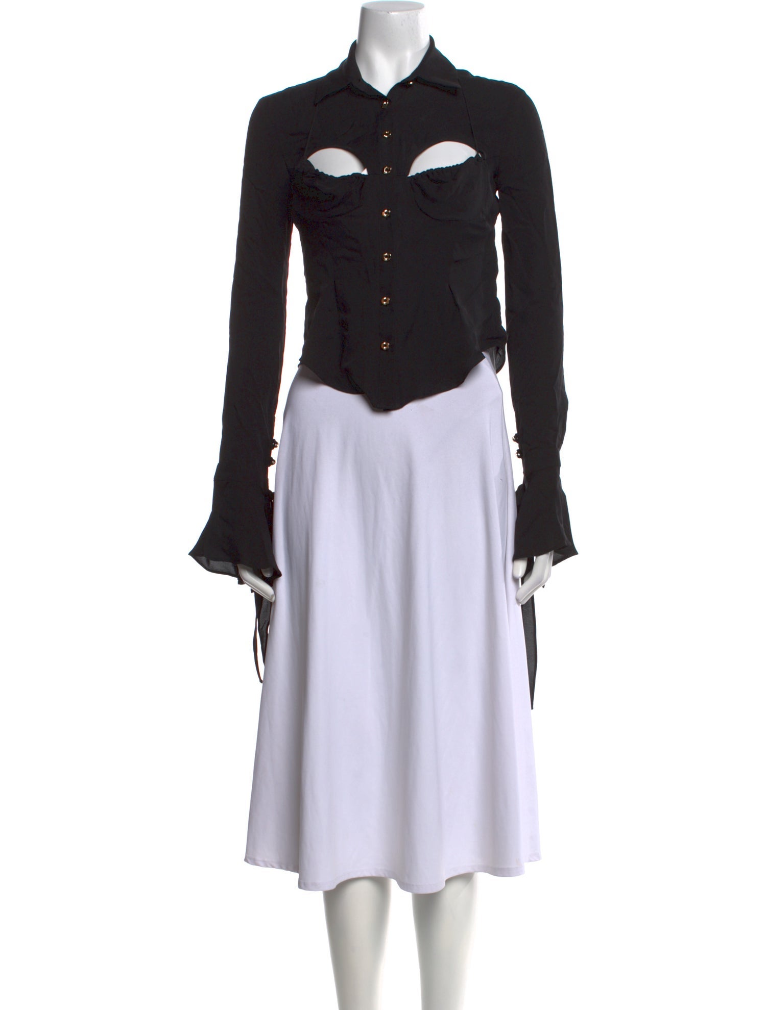 Hanwen Silk Long Sleeve Crop Top