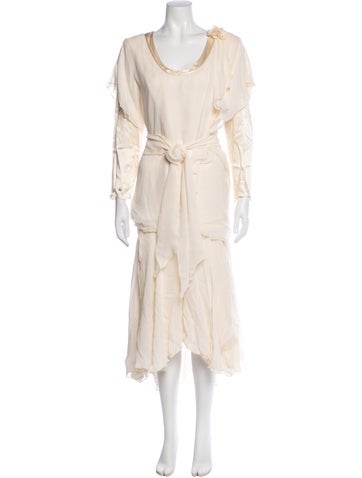 Pre-owned Holly Harp Vintage Midi Length Dress In Neutral