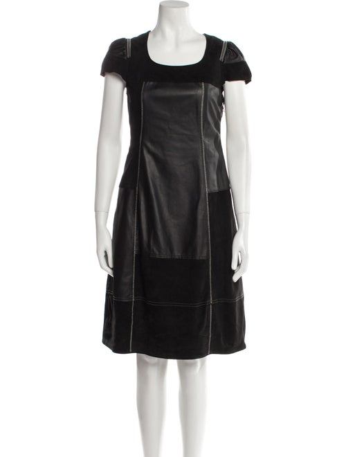 High Leather Knee-Length Dress