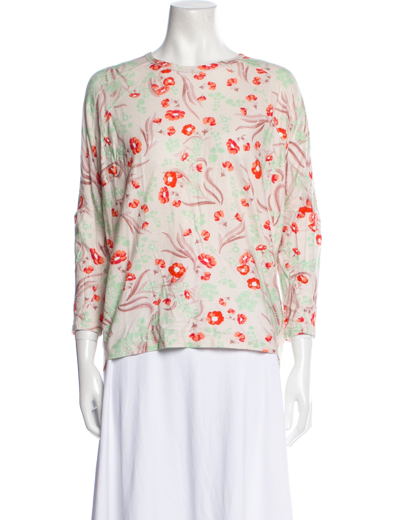 High Floral Print Bateau Neckline Blouse w/ Tags