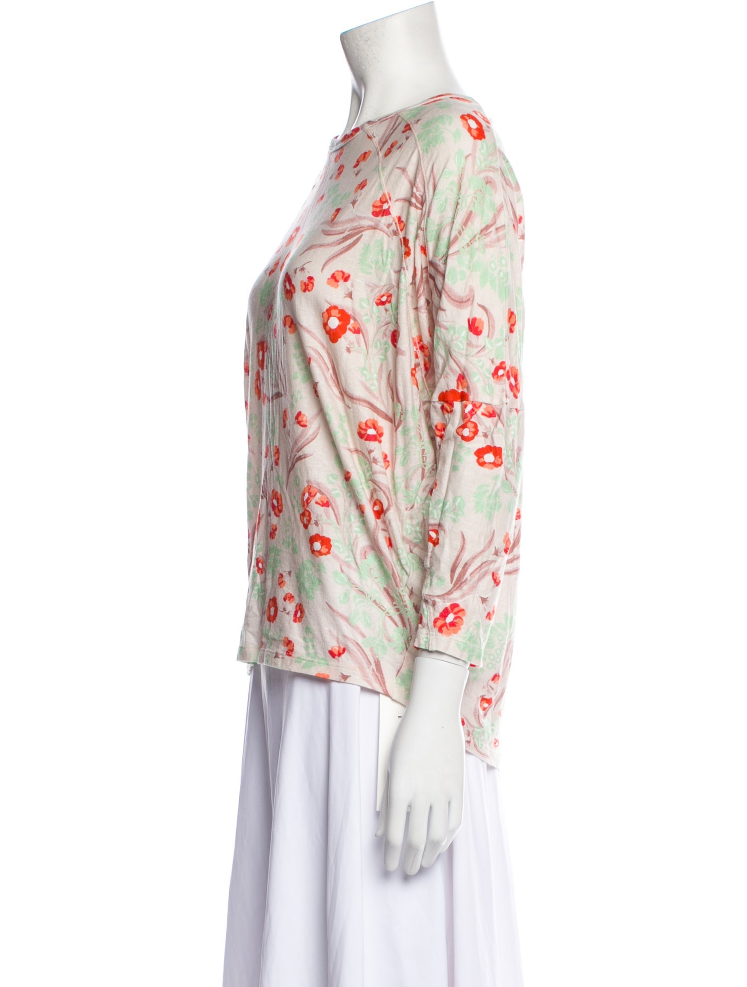 High Floral Print Bateau Neckline Blouse w/ Tags